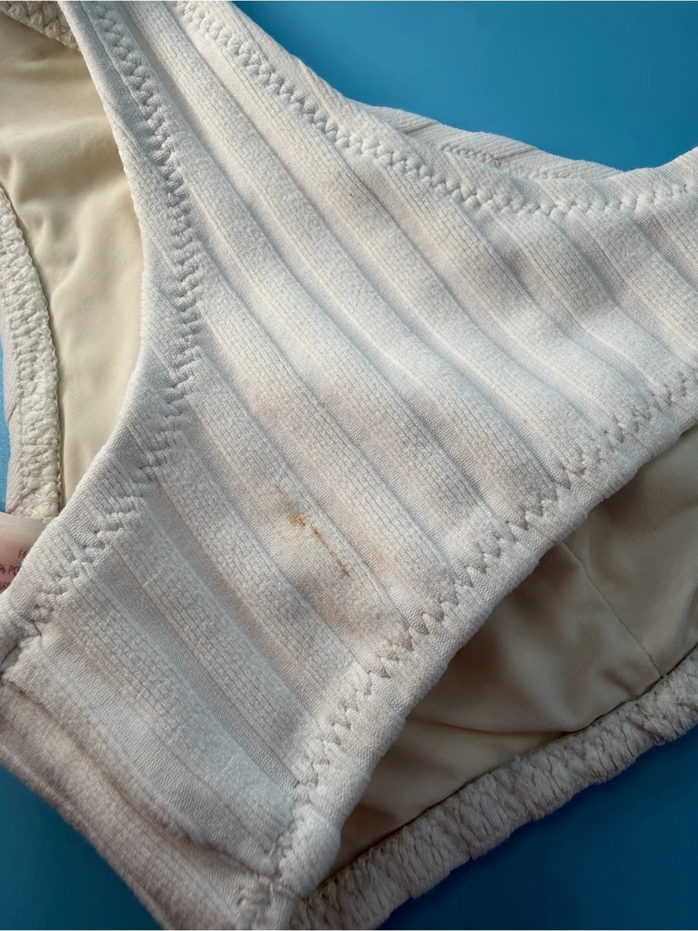 Solid & Striped The Beverly White Ribbed Bikini Top Plunging Crossover XS